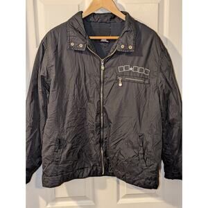 Vintage 90’s NO FEAR Jacket Size Medium Black Full Zip Lined Windbreaker Coat